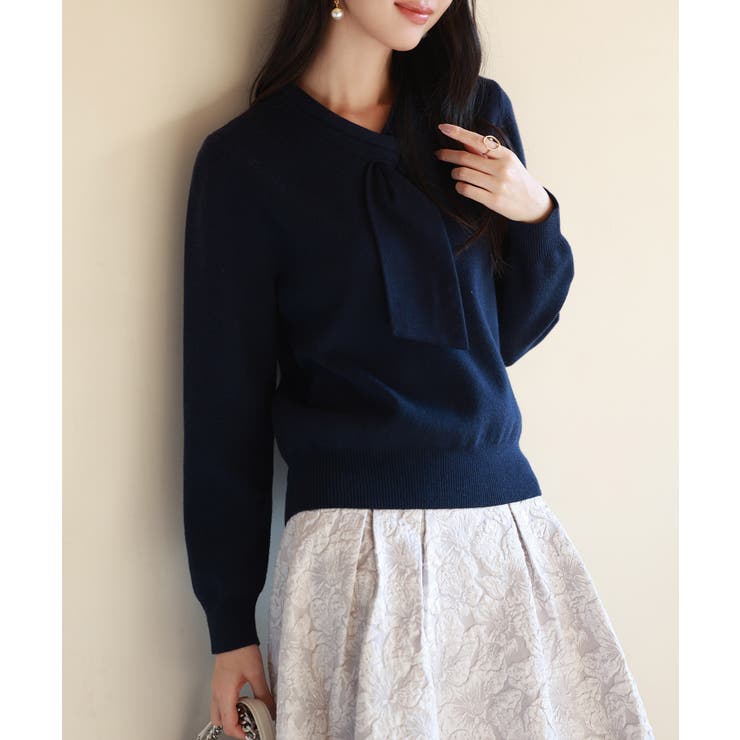 リボンハイゲージ編みニットプルオーバー | SAISON DE PAPILLON  | 詳細画像21 