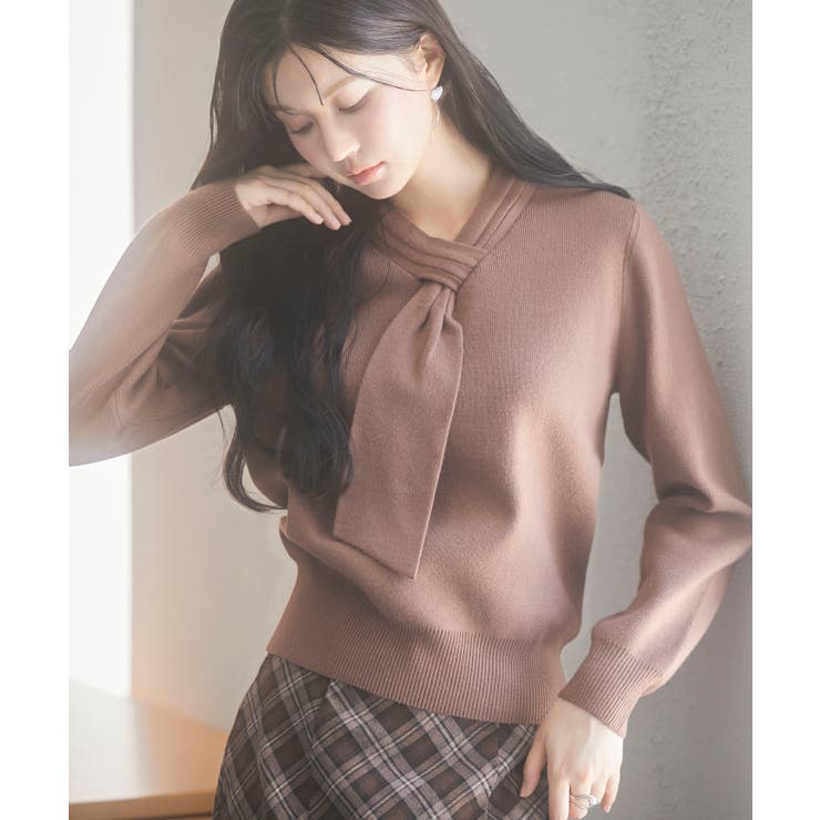 リボンハイゲージ編みニットプルオーバー | SAISON DE PAPILLON  | 詳細画像30 