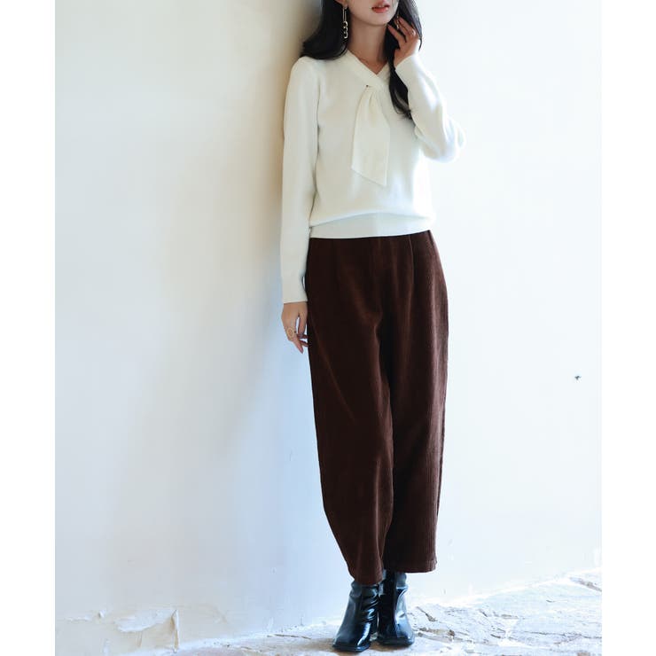 リボンハイゲージ編みニットプルオーバー | SAISON DE PAPILLON  | 詳細画像5 