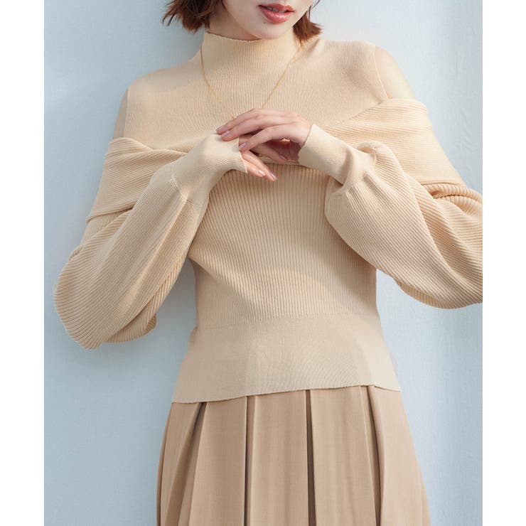 オープンショルダープチハイネックニットプルオーバー | SAISON DE PAPILLON  | 詳細画像9 