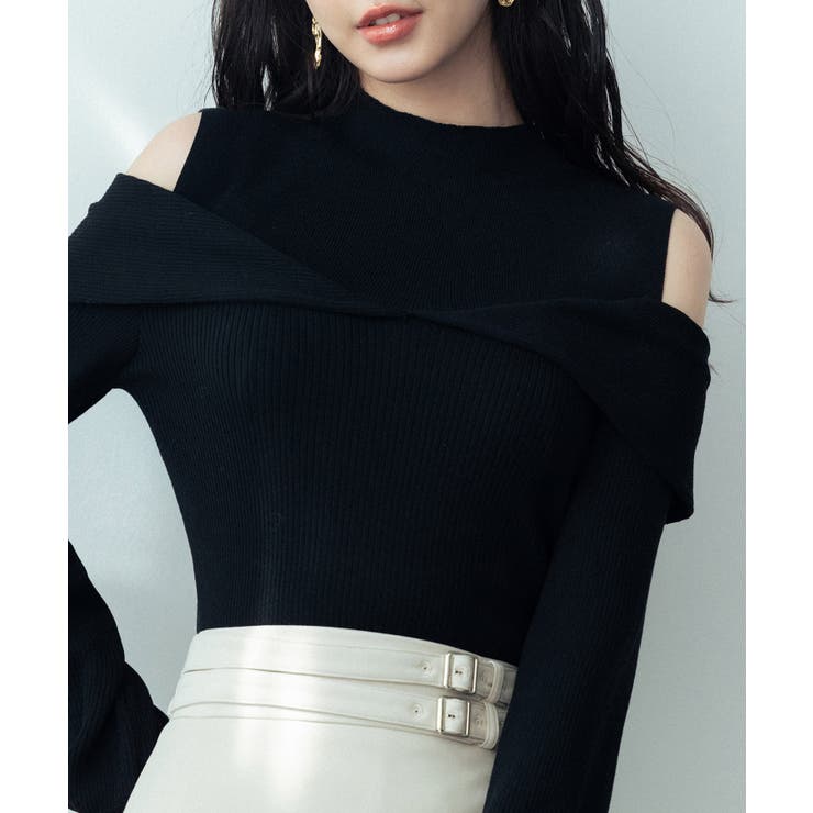 オープンショルダープチハイネックニットプルオーバー | SAISON DE PAPILLON  | 詳細画像21 