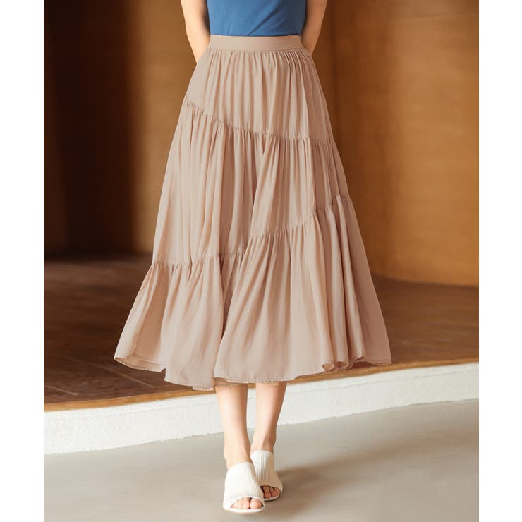 シアー素材3段切替ティアードスカート[品番：DSSW0002326]｜SAISON DE