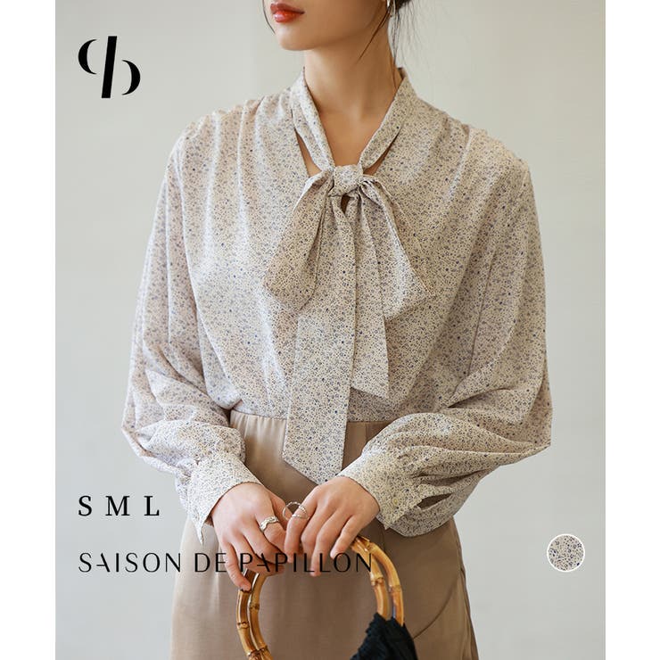 小花柄リボンタイシフォンブラウス[品番：DSSW0002261]｜SAISON