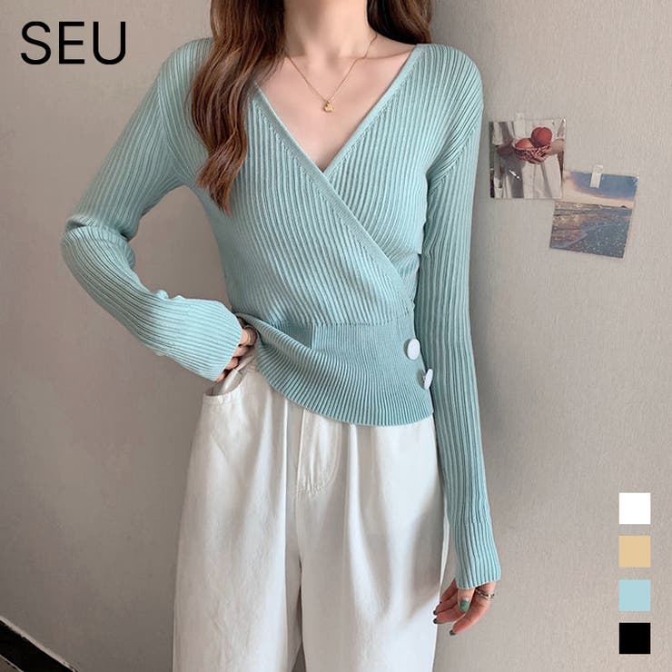 サイド飾りボタンカシュクールニットトップス 品番 Dssw Seu エスイイユウ のレディースファッション通販 Shoplist ショップリスト