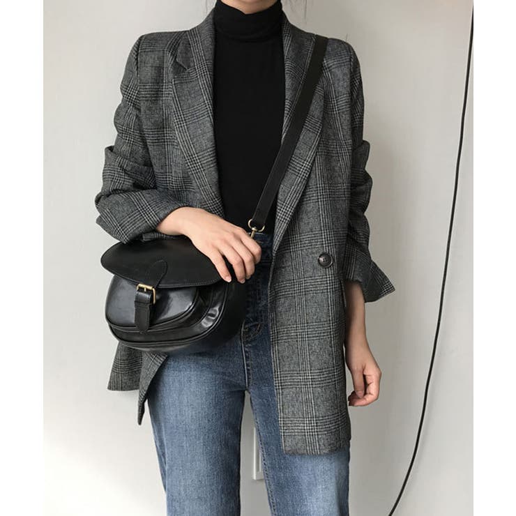 グレインチェックテーラードジャケット オフィスカジュアル ゆったり | SEU | 詳細画像30 