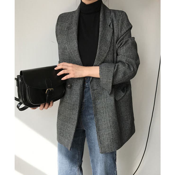 美品✨Drawer　テーラードジャケット　チェック柄　グレー　36 美品✨Drawer テーラードジャケット チェック柄 グレー 36