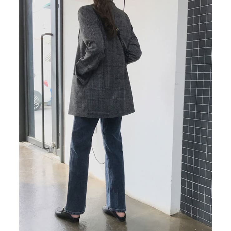 グレインチェックテーラードジャケット オフィスカジュアル ゆったり | SEU | 詳細画像26 