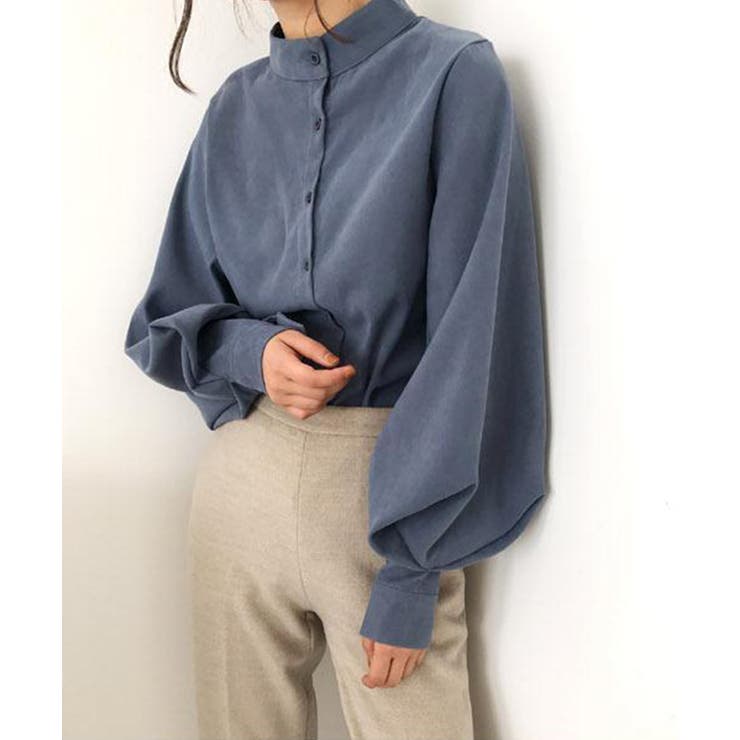 23SS✨美品✨Theory スタンドカラー ボリュームスリーブブラウス 紺 23SS✨美品✨Theory スタンドカラー ボリュームスリーブブラウス