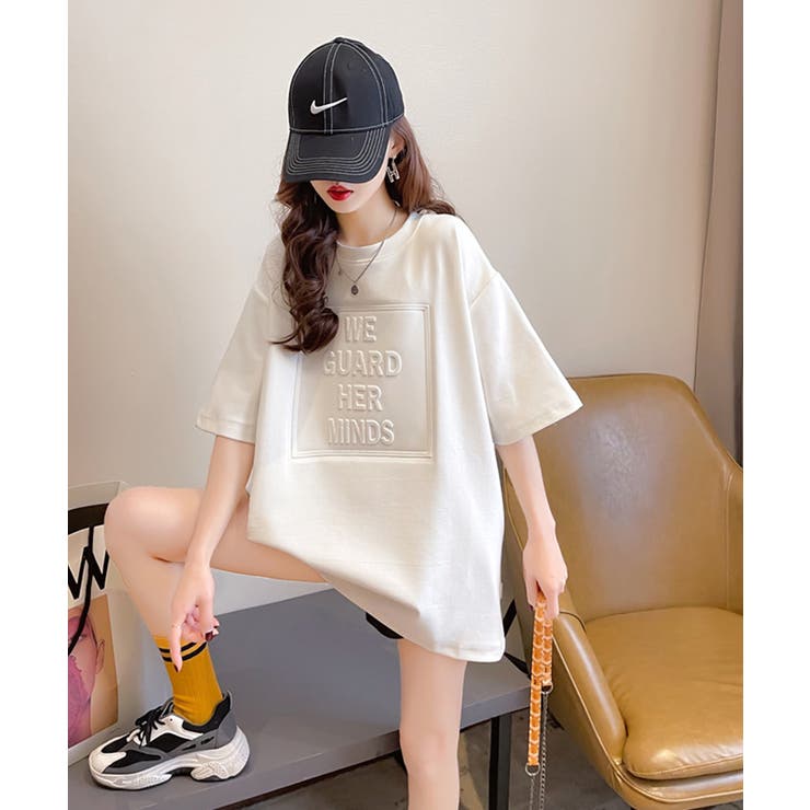 Y2K オーバーサイズシルエットエンボスロゴTシャツ 韓国ファッション | SEU | 詳細画像22 