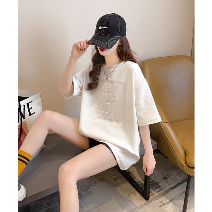 Y2K オーバーサイズシルエットエンボスロゴTシャツ 韓国ファッション | SEU | 詳細画像23 