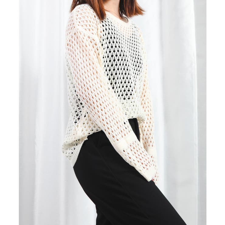 アイレット編みサマーニットプルオーバー ゆったり 涼しげ | SEU | 詳細画像34 