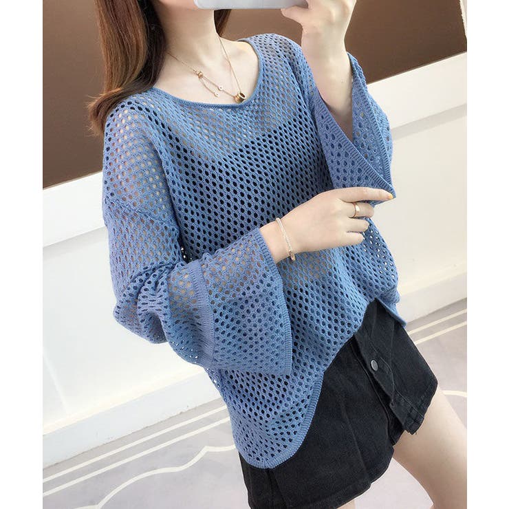 アイレット編みサマーニットプルオーバー ゆったり 涼しげ | SEU | 詳細画像20 