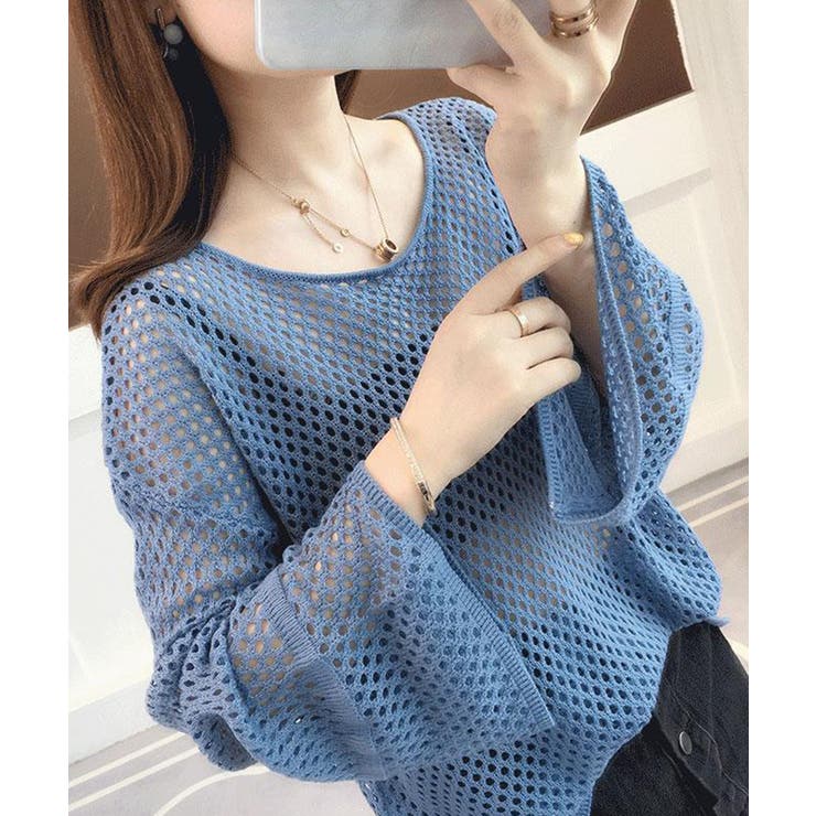 アイレット編みサマーニットプルオーバー ゆったり 涼しげ | SEU | 詳細画像21 