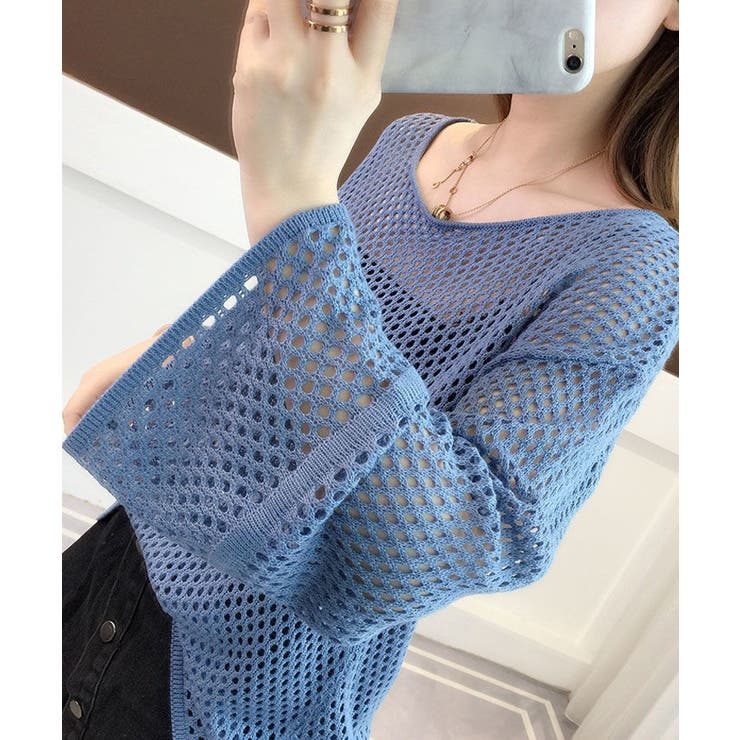 アイレット編みサマーニットプルオーバー ゆったり 涼しげ | SEU | 詳細画像22 