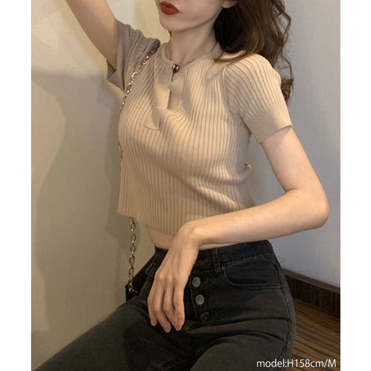 SNIDEL 半袖 スキッパー ニット トップス UNITED ARROWS LTD. OUTLET｜ジップ スキッパー ニット