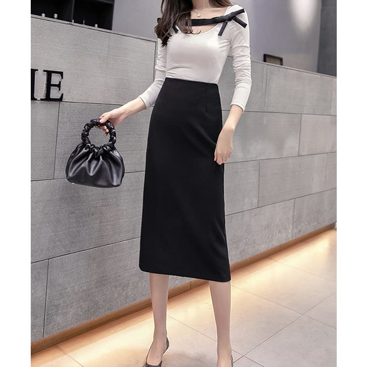 Iラインミモレ丈タイトスカート 韓国ファッション 王道シンプルデザイン | SEU | 詳細画像13 