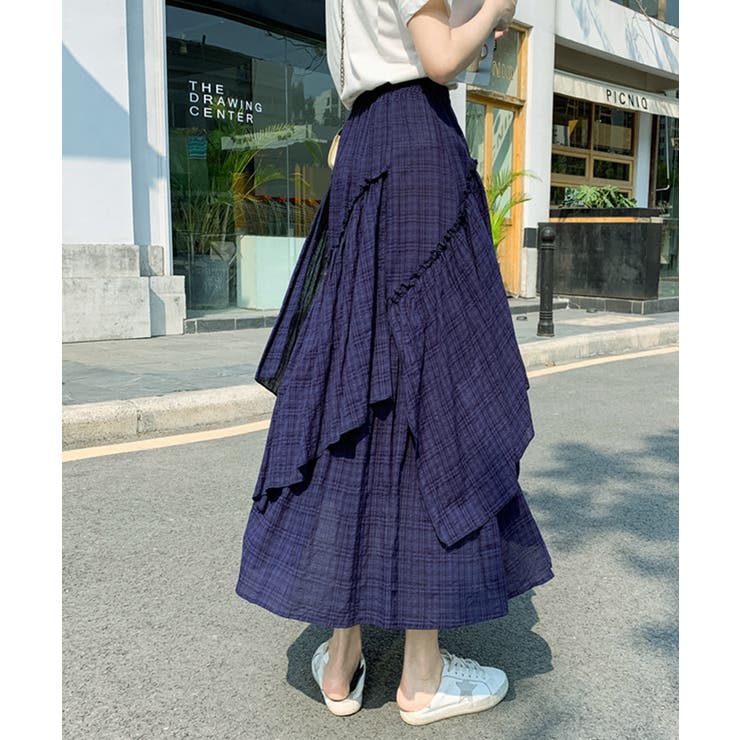 イレギュラーヘムティアードスカート フレアスカート Aライン[品番