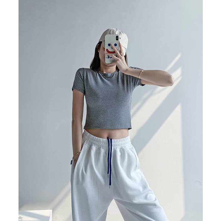 Y2K 半袖 Tシャツ ショート丈 クルーネック ピッグ 半T 可愛い Y2K ショート丈半袖クルーネックTシャツ トップス[品番