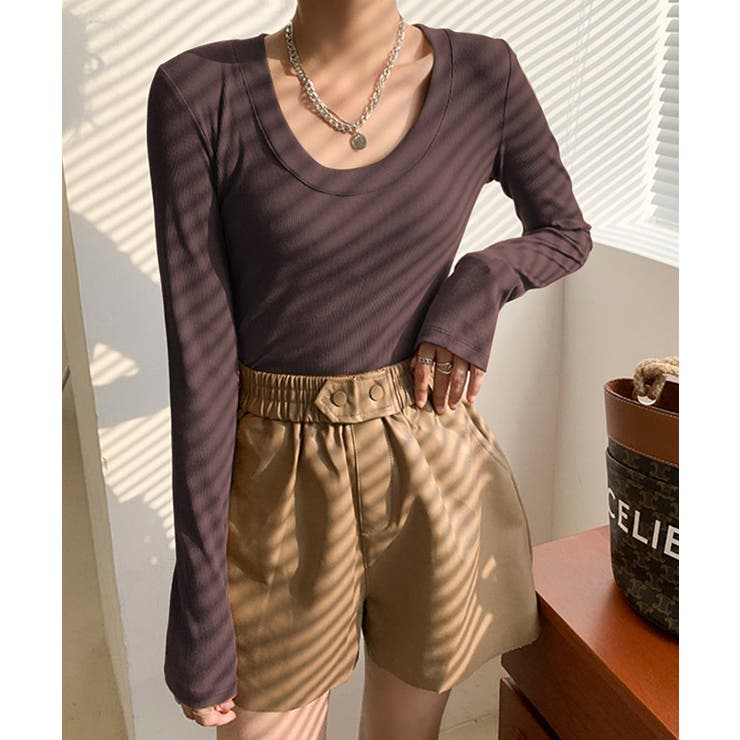 襟ぐり広uネック長袖tシャツ 全5色 韓国ファッション 品番 Dssw Seu エスイイユウ のレディース ファッション通販 Shoplist ショップリスト