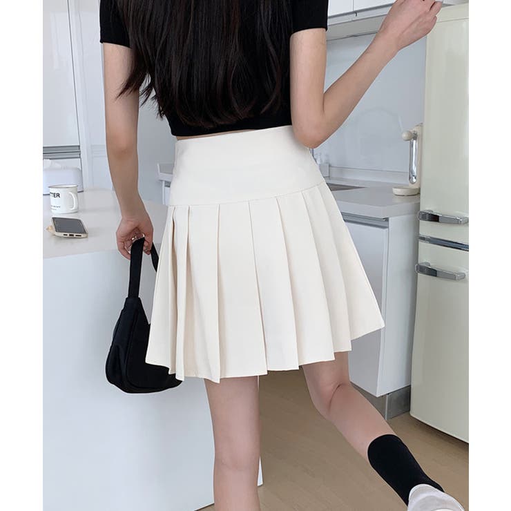ハイウエストレースアッププリーツミニスカパン 韓国ファッション 春服