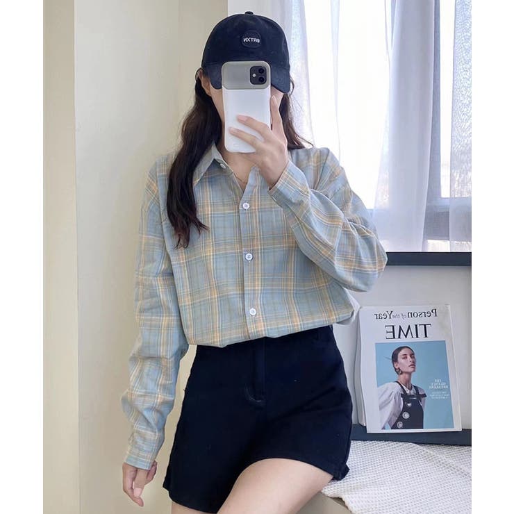 [PARAGRAPH]★韓国大人気★Check Applique シャツ No.46 チェック シャツ レディース 韓国 ファッション オーバーサイズ