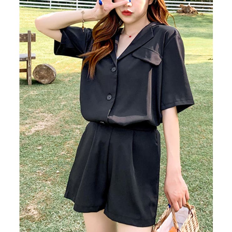 シャツ＆ショートパンツ セットアップ 夏[品番：DSSW0002592