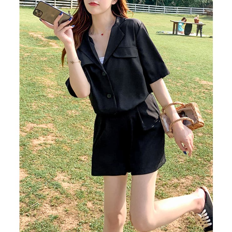 シャツ＆ショートパンツ セットアップ 夏[品番：DSSW0002592