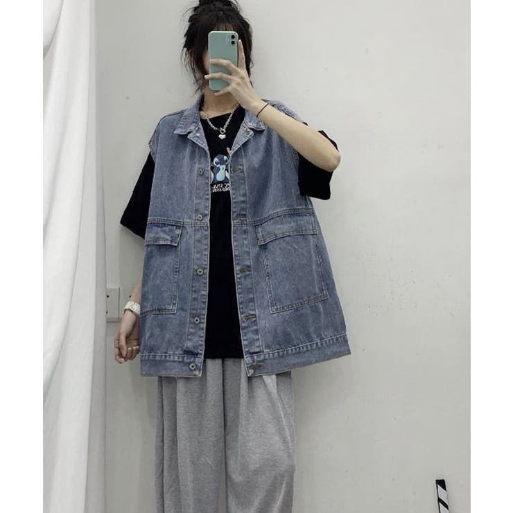Disney - 新品 韓国子供服 ミッキー柄 140古着風 Gジャン デニム