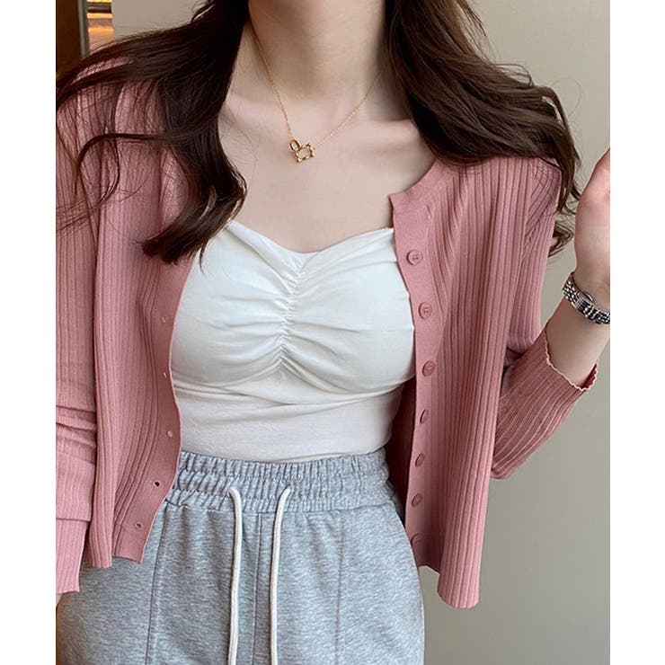 立体カップ付きギャザーブラキャミソール 見せるインナー 美胸効果 | SEU | 詳細画像12 