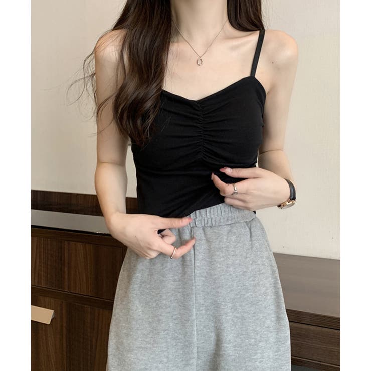 立体カップ付きギャザーブラキャミソール 見せるインナー 美胸効果 | SEU | 詳細画像24 