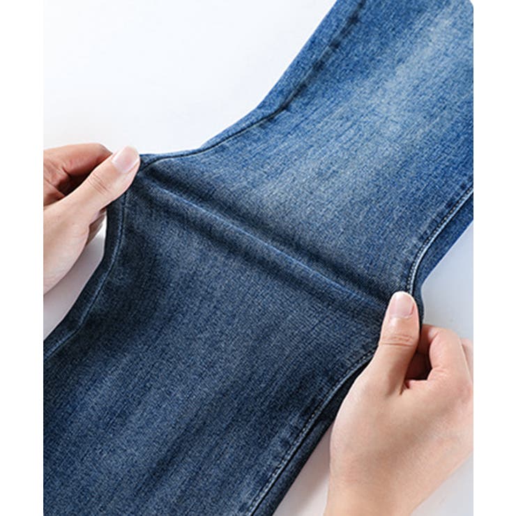パッチポケットセミフレアパンツ デニムパンツ フレアパンツ