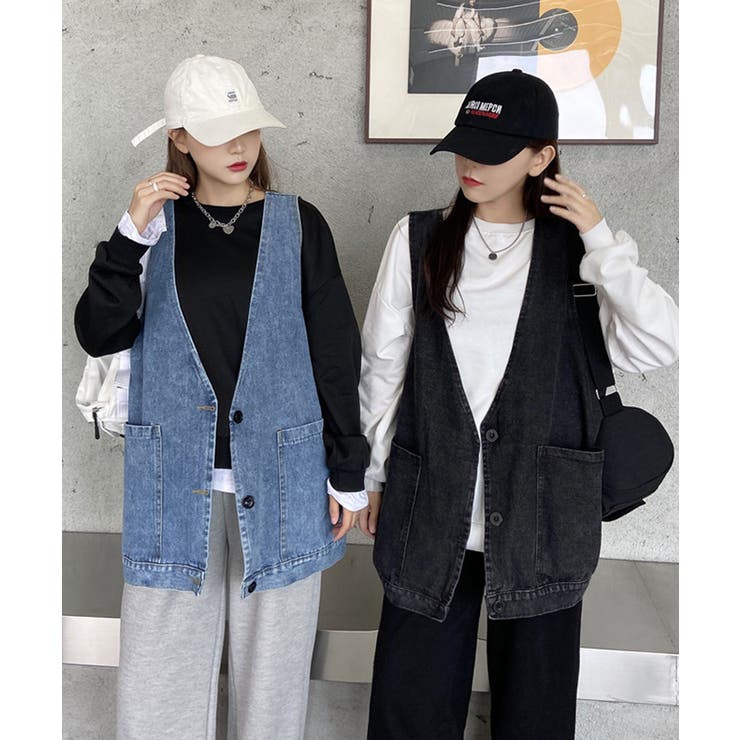 ベスト デニムベスト フラップポケット付き[品番:DSSW0004129 ベスト デニムベスト フラップポケット付き[品番:DSSW0004129