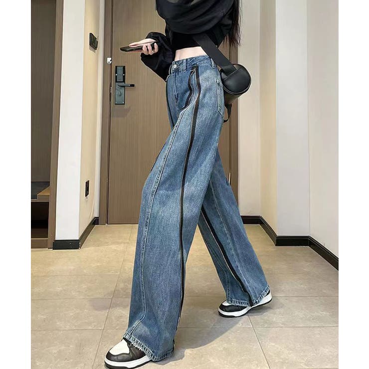フロントジッパーデニム デニムパンツ ジーンズ[品番