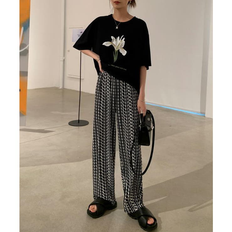 パシオーネ　幾何学模様 イージーパンツ FREAK'S STORE パンツ 幾何学柄 イージーパンツ/総柄パンツ