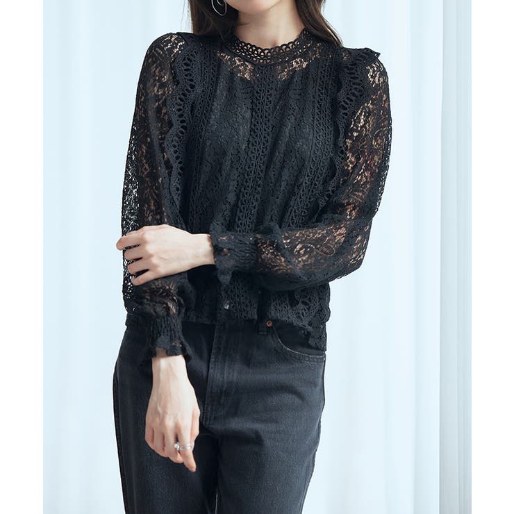 VERYコラボ】トリアセダブルジョーゼット レース襟 ブラウス / 23区 S