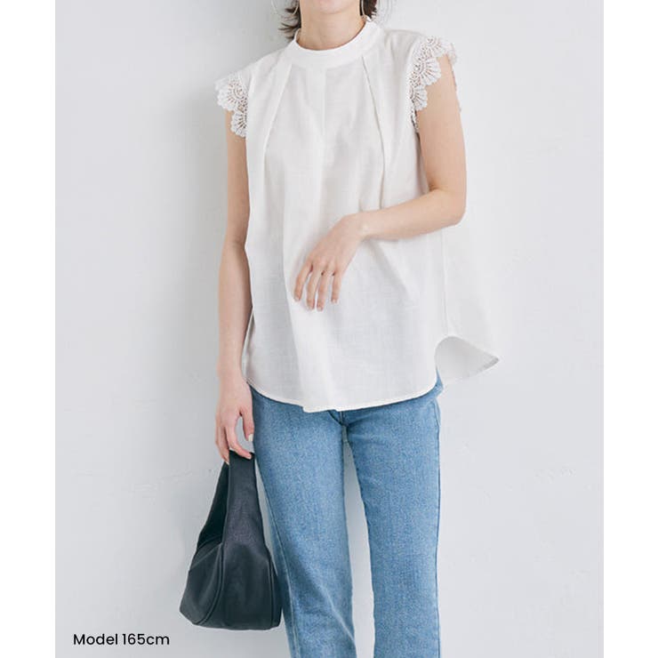 美品✨　23SS　セオリーリュクス　フレンチスリーブ　ニットブラウス　レース　白 美品✨ 23SS セオリーリュクス フレンチスリーブ ニットブラウス