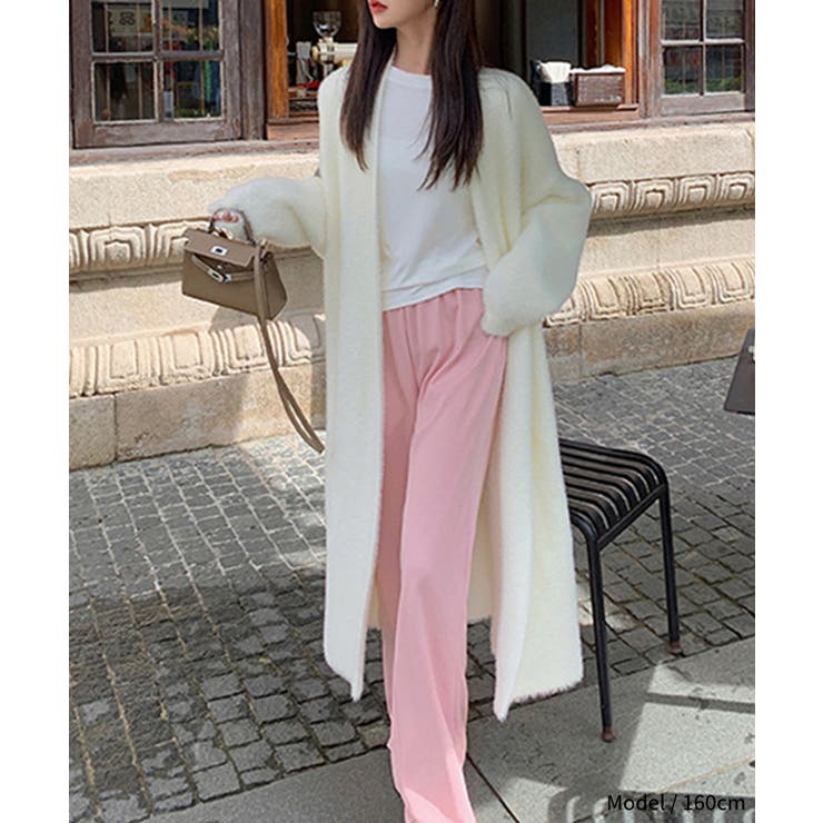 COLOR MOHAIR SHAGGY CARDIGAN❤︎ピンク 曲がら
