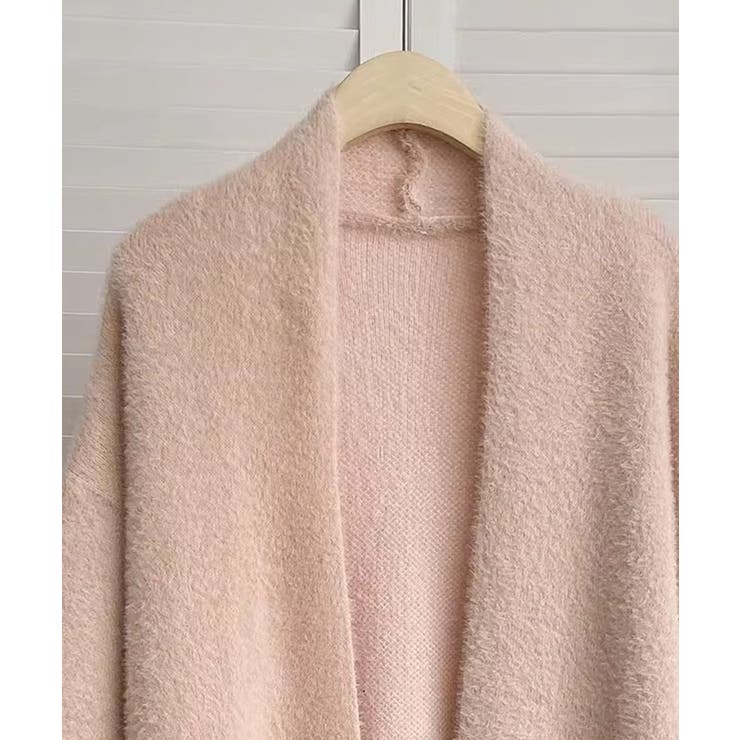モヘアニットロングカーディガン シャギーニット アウター[品番