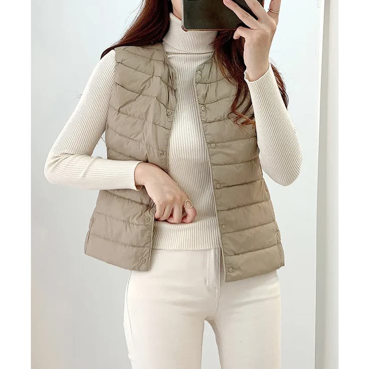 Vネックにもできるダウンベスト インナーベスト ダウンアウター | SEU | 詳細画像18 