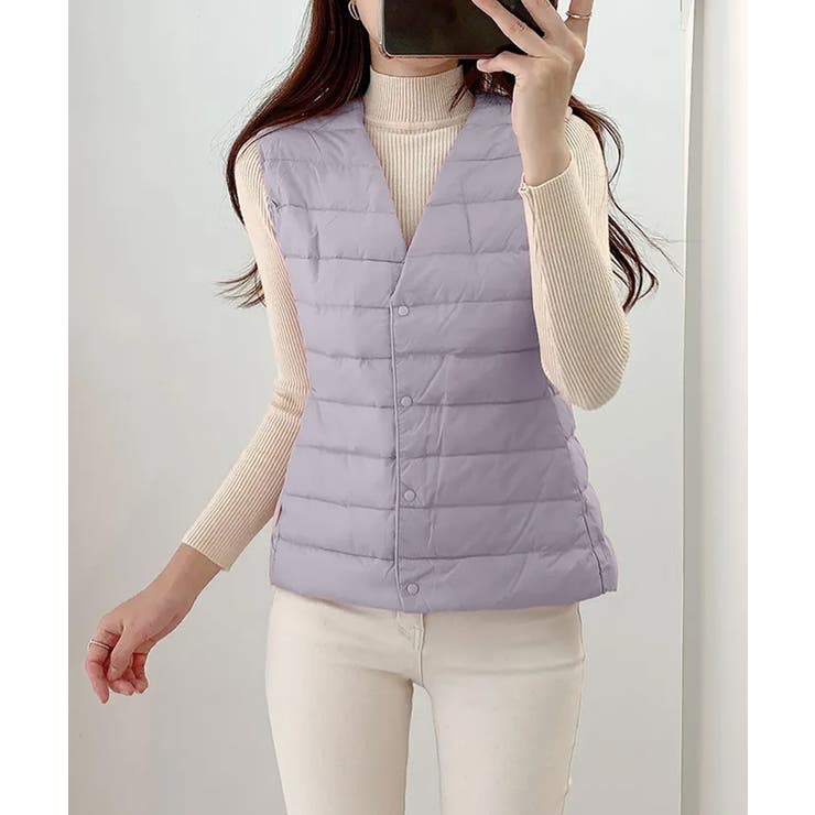 Vネックにもできるダウンベスト インナーベスト ダウンアウター | SEU | 詳細画像28 