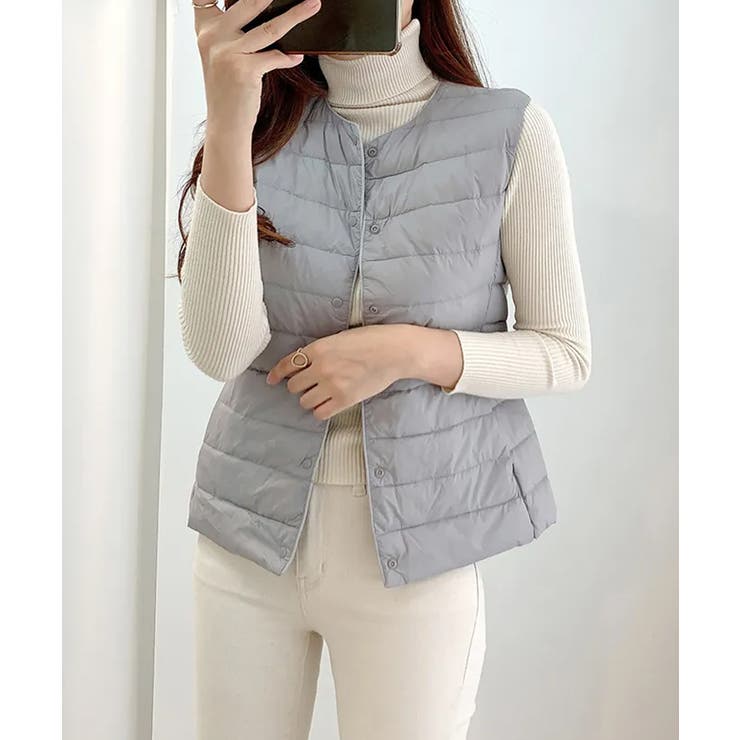 Vネックにもできるダウンベスト インナーベスト ダウンアウター | SEU | 詳細画像20 