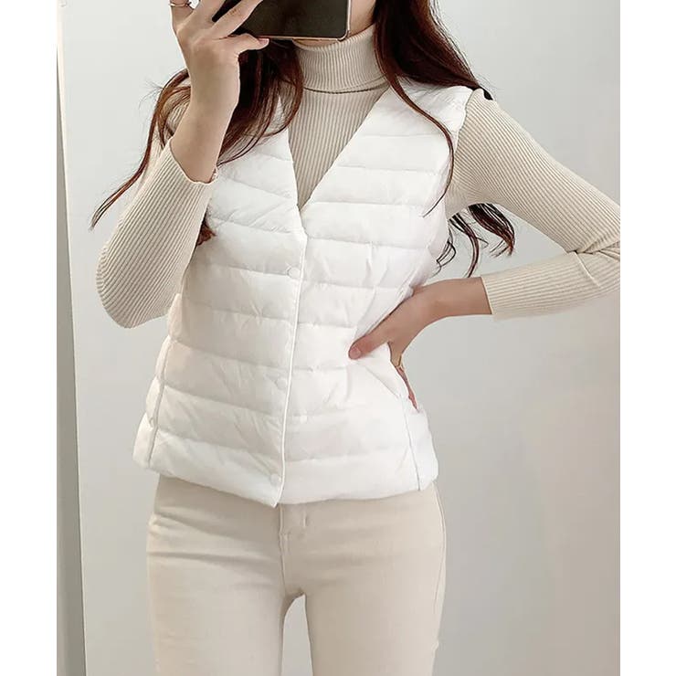 Vネックにもできるダウンベスト インナーベスト ダウンアウター | SEU | 詳細画像3 