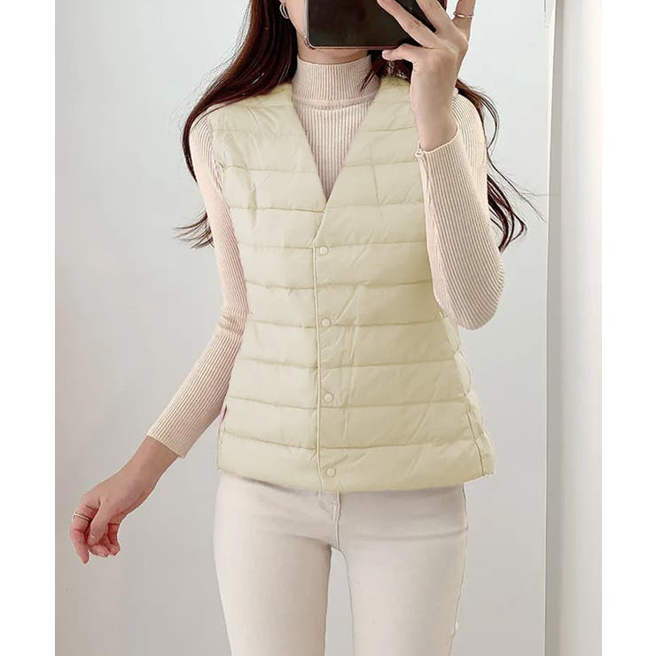 Vネックにもできるダウンベスト インナーベスト ダウンアウター | SEU | 詳細画像9 