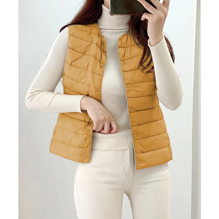 Vネックにもできるダウンベスト インナーベスト ダウンアウター | SEU | 詳細画像11 