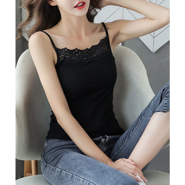 胸元レースキャミソールインナー【SHOPLIST限定 新作 春 夏 秋