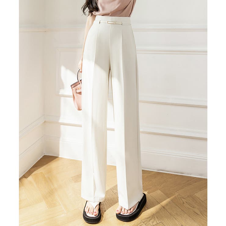 アイボリー | 360°キレイ見えセンタープレスセミワイドパンツ | SEU