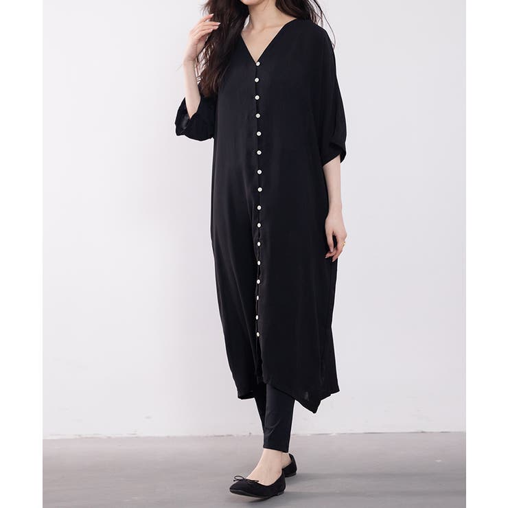 オーバーサイズフロントボタンロングシャツワンピース【SHOPLIST限定
