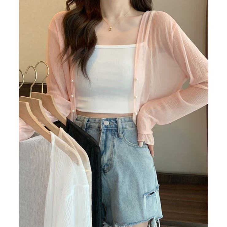 パール装飾ボタンショート丈シアーカーディガン【SHOPLIST限定 新作 春 | SEU | 詳細画像30 