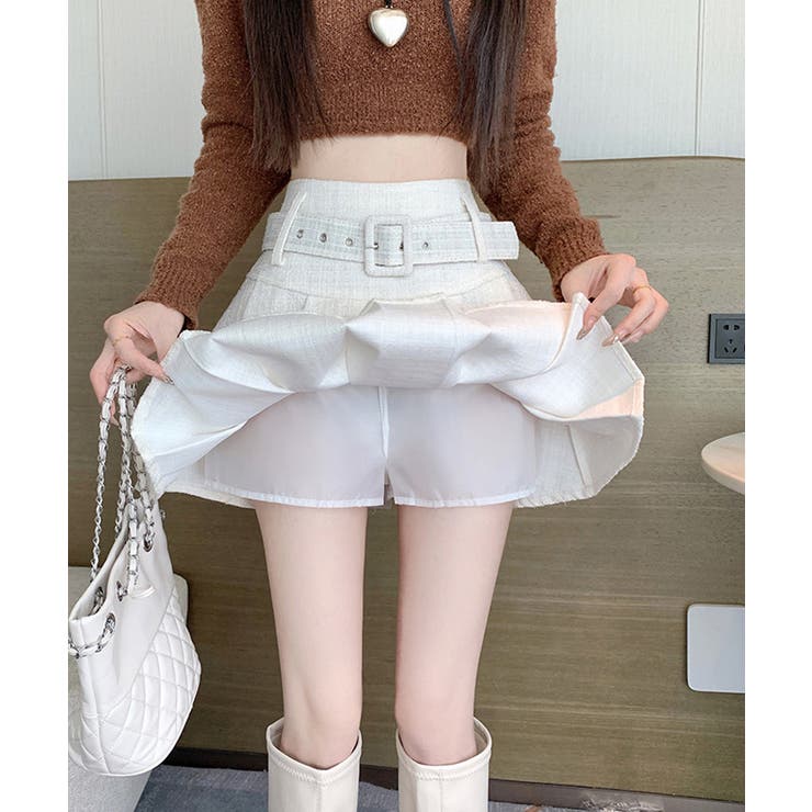 ベルト付き】ツイードミニスカート【SHOPLIST限定 新作 春[品番