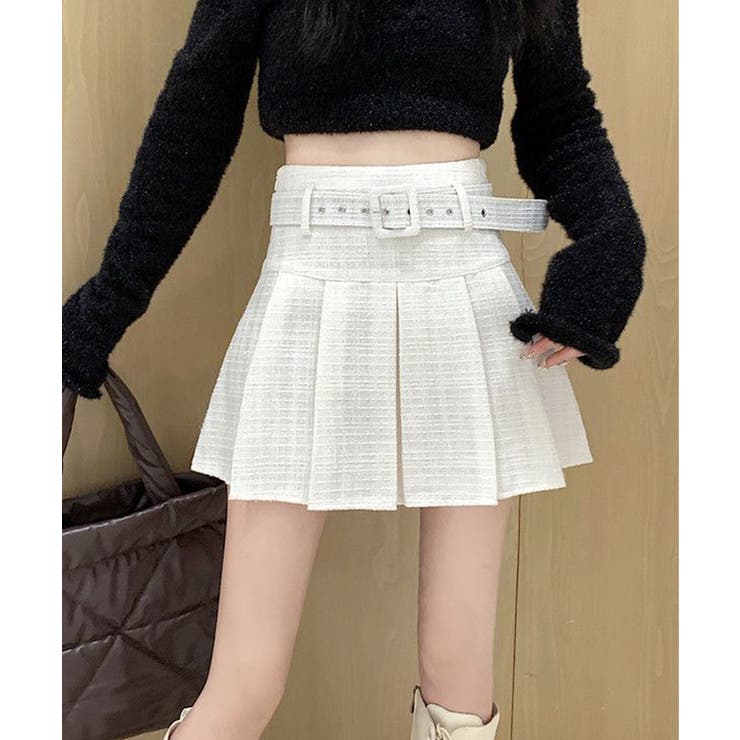 ベルト付き】ツイードミニスカート【SHOPLIST限定 新作 春[品番